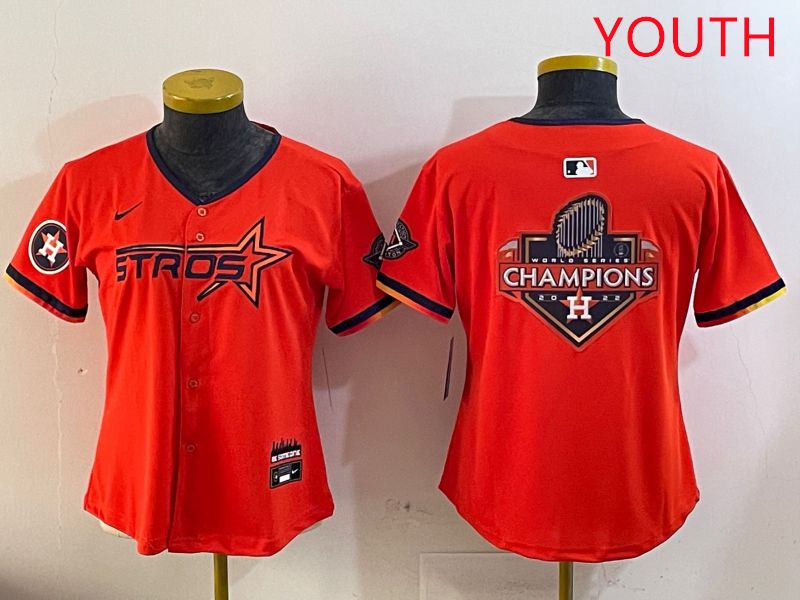 Youth Houston Astros Blank Orange Three generations Joint Name 2025 Nike MLB Jersey style 23